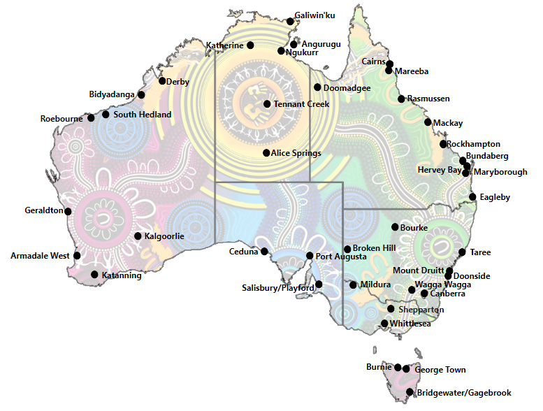 Map of connected beginnings sites across Australia.