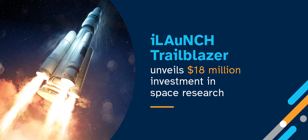 iLaunch trailblazer program with an image of a rocket flying into space