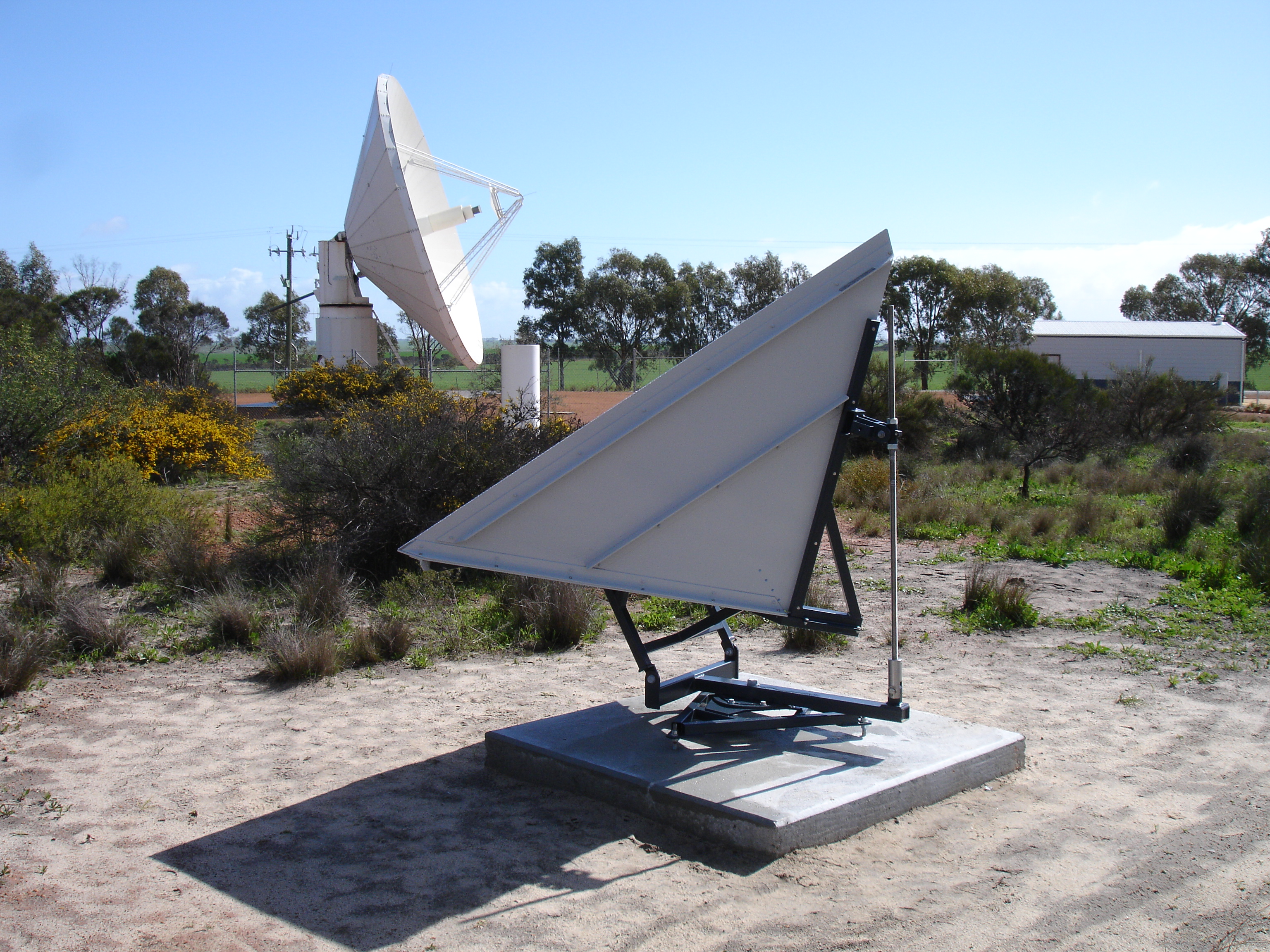 An InSAR corner reflector at Geoscience Australia’s Yarragadee Observatory in Western Australia. 