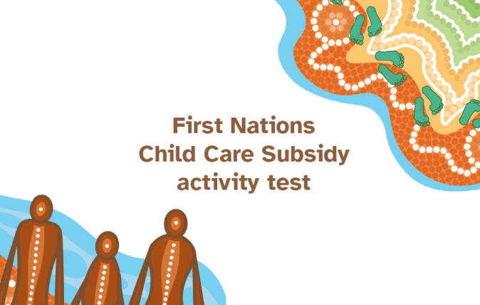 First Nations' artwork with the words: First Nations Child Care Subsidy activity test.