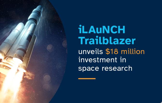 iLaunch trailblazer program with an image of a rocket flying into space