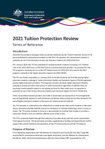 2021 Tuition Protection Review - Terms of Reference.pdf