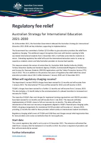 Fact Sheet - Regulatory fee relief.pdf
