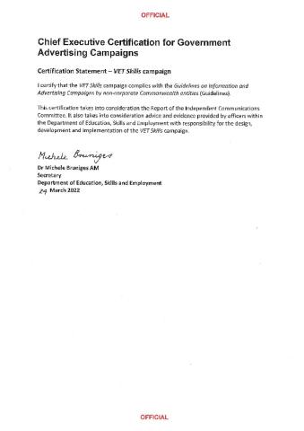 Signed Chief Executive certification statement - VET Skills campaign - Mar 2022.pdf