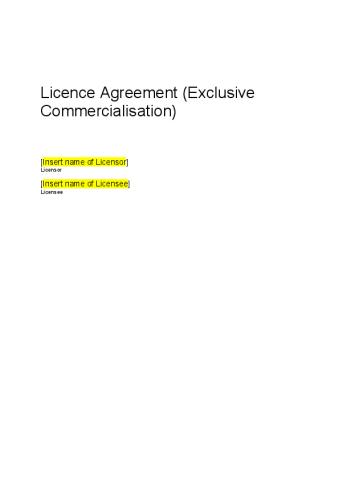 HERC IP Framework - Licence Agreement (Exclusive Commercialisation).pdf