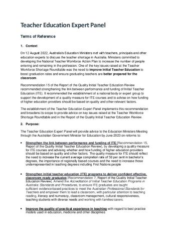 Teacher Education Expert Panel ToR.pdf