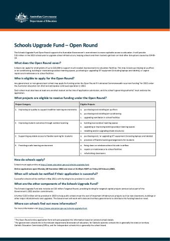 Schools Upgrade Fund Open Round factsheet.pdf