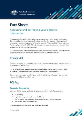Fact Sheet - Accessing and Correcting your Personal Information (March 2023).pdf