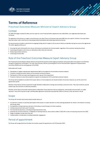 Preschool Outcomes Measure Expert Advisory Group Terms of Reference Aug 2022 - Dec 2023.pdf