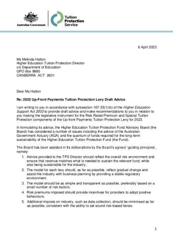 Draft Board Advice to TPS Director on 2023 Up-front Payments Levy.pdf