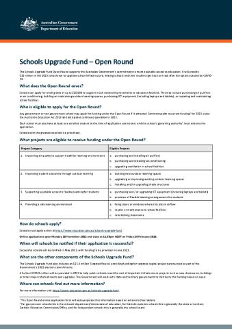 Schools Upgrade Fund Open Round factsheet.pdf