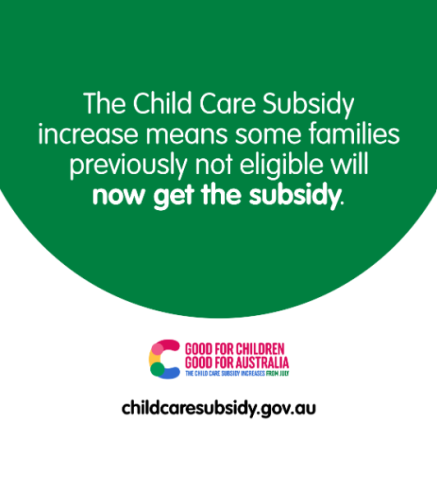 The Child Care Subsidy increase means some families previously not eligible will now get the subsidy