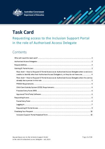 Task Card - Requesting Access to the Inclusion Support Portal in the role of Authorised Access Delegate.pdf