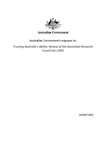Australian Government response to Review of the Australian Research Council Act 2001.pdf
