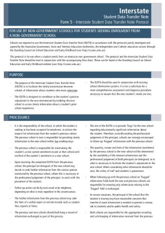 Form 5 - Protocol for use by non-government schools for Students transferring from other non-government schools.pdf