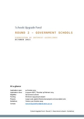 Schools Upgrade Fund Round 2 Government Schools - Guidelines - 13 October 2023.pdf