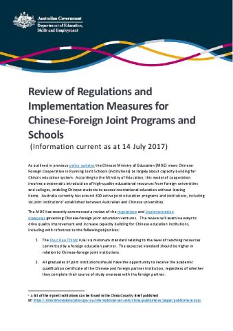 20170714 Review of Regulations and Implementation Measures for Chinese-Foreign Joint Programs and Schools - accessible.pdf