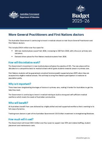25-26 Federal Budget Factsheet - Medical places.pdf