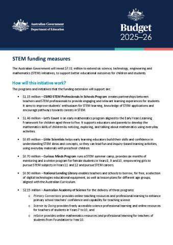 25-26 Federal Budget Factsheet - STEM funding measures.pdf
