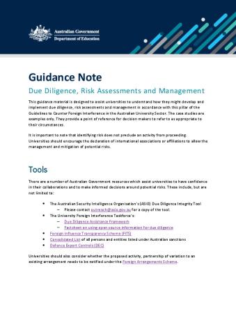 Guidance note  - Due diligence risk assessments and management.pdf