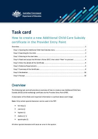 How to create a new ACCS child wellbeing certificate in the Provider Entry Point.pdf