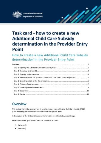 How to create a new ACCS child wellbeing determination in the Provider Entry Point.pdf