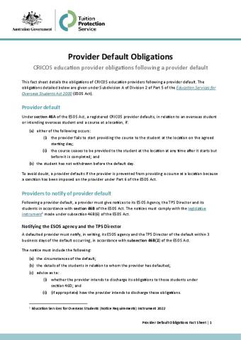 Provider Default Obligations Fact Sheet.pdf