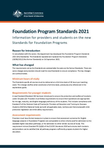S Foundation Program Standards 2021 factsheet ACC.pdf