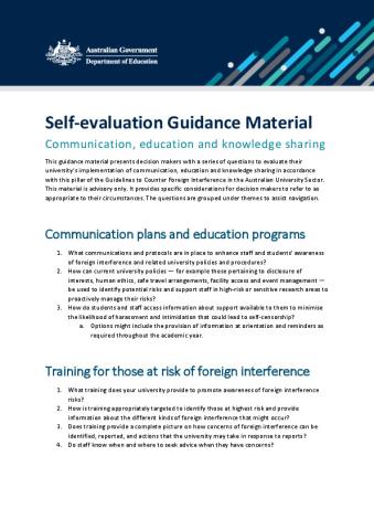 Self-evaluation - Communication, education and knowledge sharing.pdf