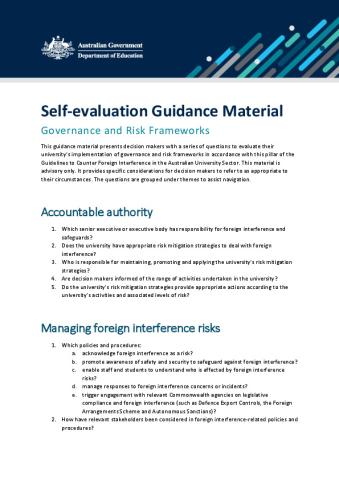 Self-evaluation - Governance and risk frameworks.pdf