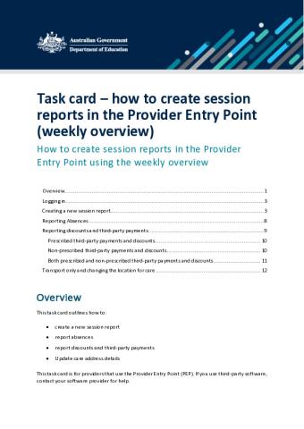 Task card - How to create session reports in the Provider Entry Point (weekly overview).pdf