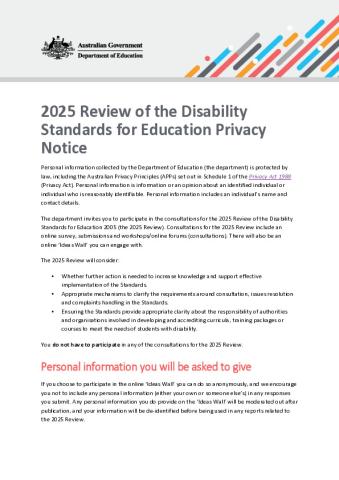 2025 Review of the Disability Standards for Education - Privacy Notice.pdf