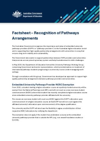 Factsheet - Embedded University Pathways Provider NOSC Exemption.pdf