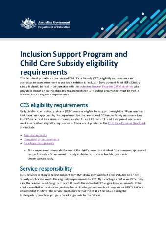 Inclusion Support Program and Child Care Subsidy eligibility requirements.pdf