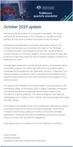 front cover of the Edition 3 October 2025 newsletter