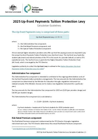 2025 Up-front Payments Tuition Protection Levy - Calculation Guidelines.pdf