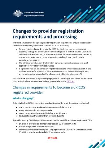 2025 - Fact sheet - Changes to provider registration requirements and processing.pdf