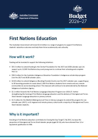 2026-27 Budget factsheet - First Nations students' education.pdf