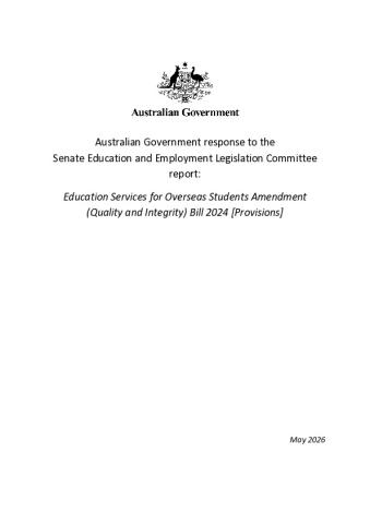 Australian Government response to the Senate Education and Employment Legislation Committee report - Education Services for Ov.pdf