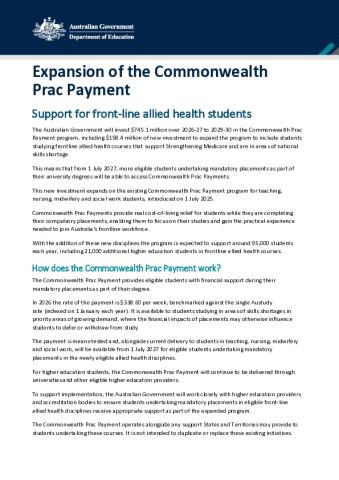 230726 Factsheet_Cth Prac Payment - Factsheet - Allied Health .pdf