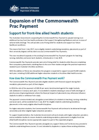 230726 Factsheet_Cth Prac Payment - Factsheet - Allied Health.pdf