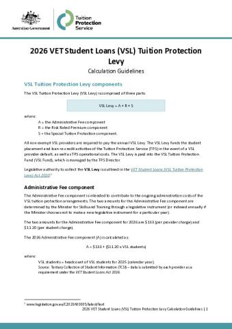 2026 VET Student Loans (VSL) Tuition Protection Levy - Calculation Guidelines.pdf
