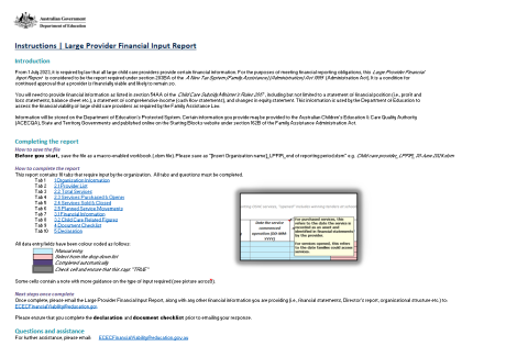 Large Provider Financial Input Report – 2025-26 Financial Year thumbnail.