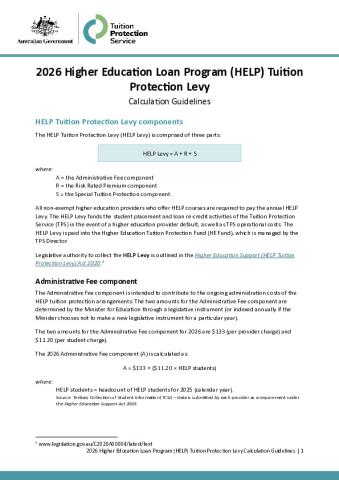 2026 Higher Education Loan Program (HELP) Tuition Protection Levy - Calculation Guidelines.pdf