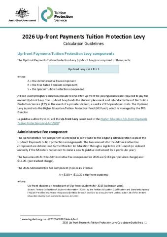 2026 Up-front Payments Tuition Protection Levy - Calculation Guidelines.pdf