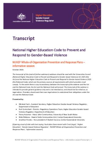 Transcript - NUHEP Whole-of-Organisation Prevention and Response Plans – information session.pdf