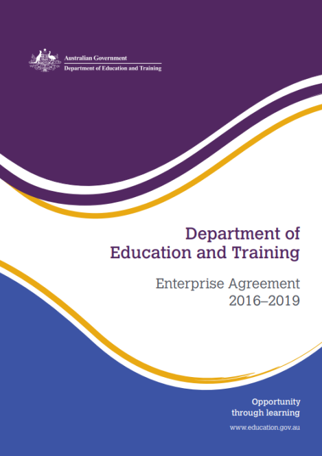 cover of the Department of Education and Training Enterprise Agreement - 2016-2019