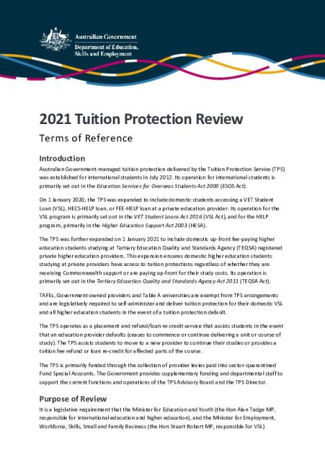 2021 Tuition Protection Review - Terms of Reference.pdf