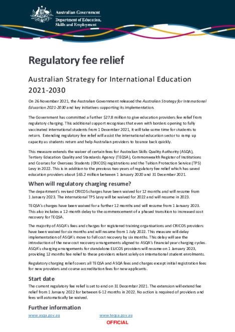 Fact Sheet - Regulatory fee relief.pdf
