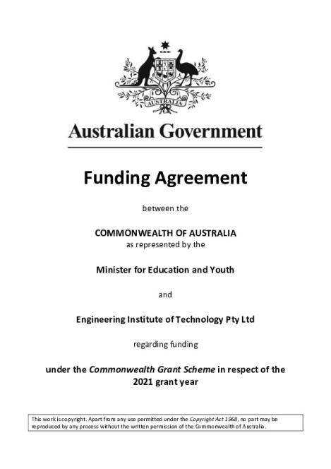 Revised Engineering Institute of Technology Pty Ltd 2021 Funding Agreement.pdf